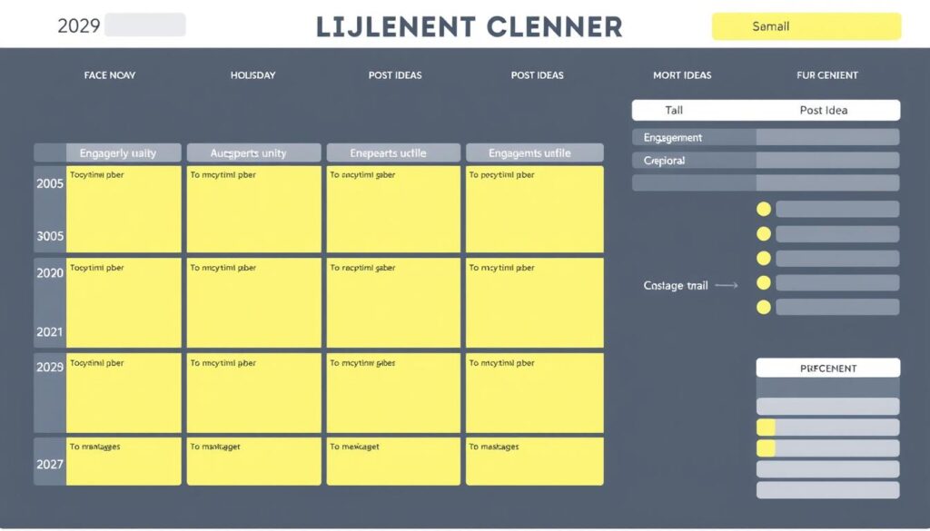 Generate an image of a social media content calendar template