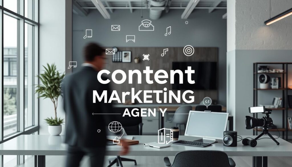 Generate an image representing a content marketing firm