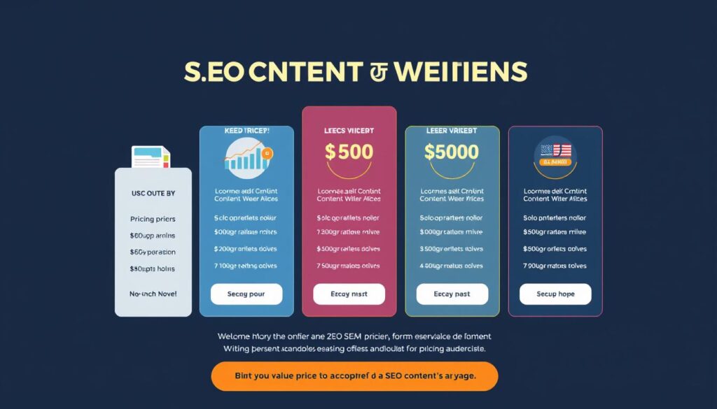 Generate an image representing flexible pricing options for SEO content writing services.