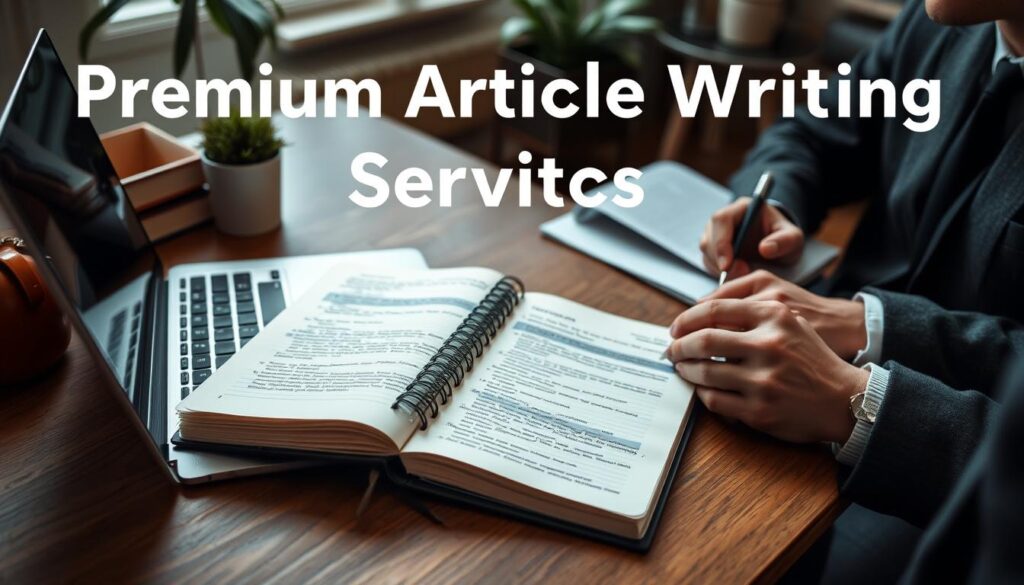 Generate an image representing premium article writing services