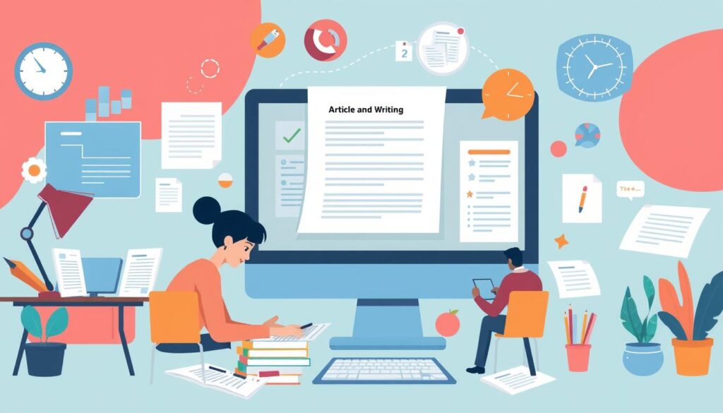 Generate an image representing professional article writing services