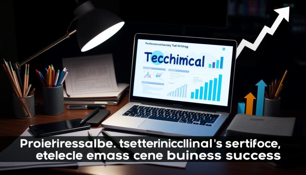 Generate an image representing professional technical writing services for business success