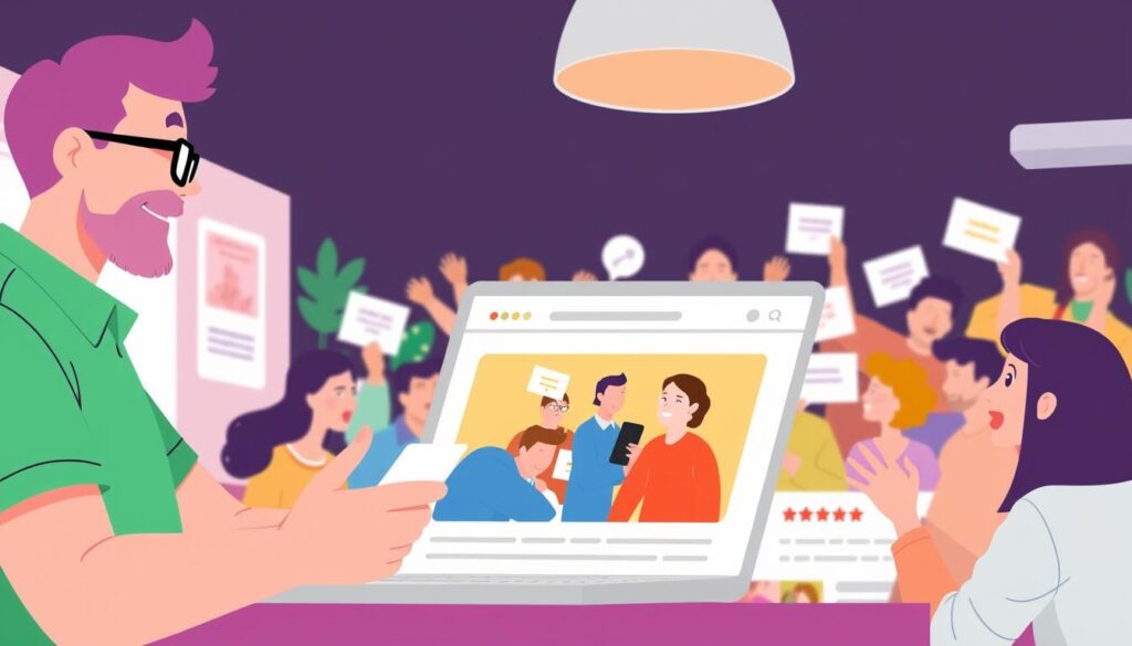 Image of a business owner engaging with their audience through a blog