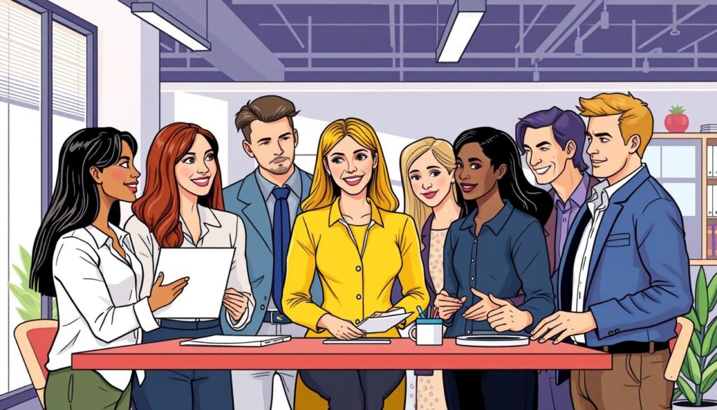 Image of a business team collaborating with a content marketing firm