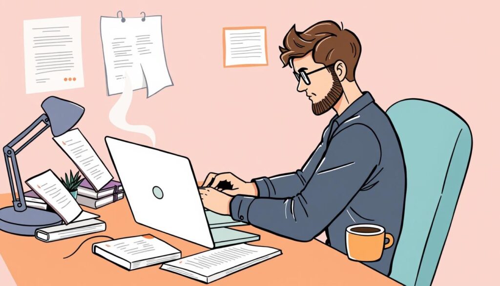 Image of a content writer working on a blog post