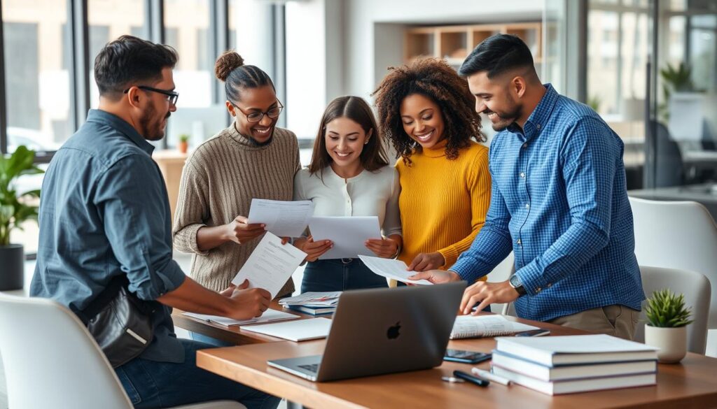 Image of a content writing company team collaborating on a project