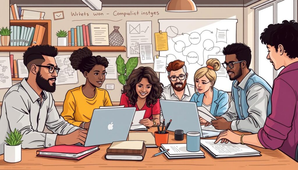 Image of a team of expert writers working together