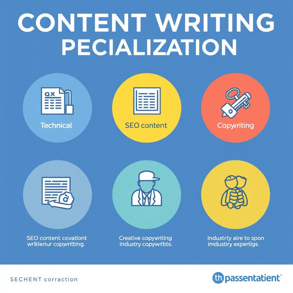 Content writing expertise visualization showing specialized writers