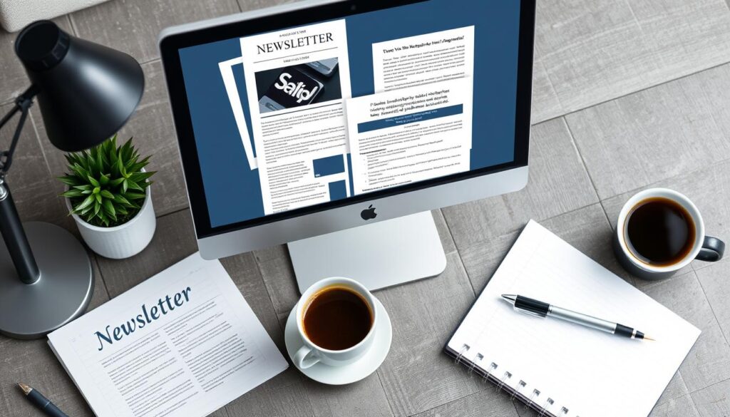 Create an image of a professional newsletter writing service