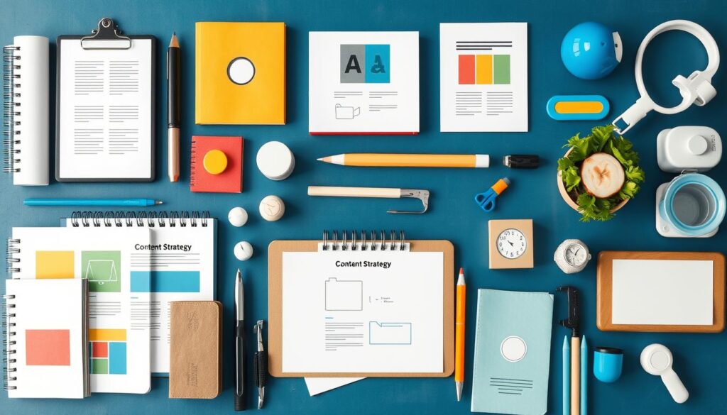 Generate an image representing a collection of content strategy tools and resources.