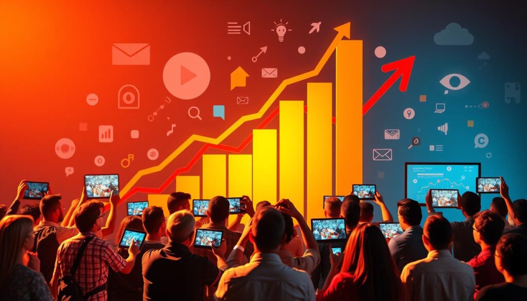 Generate an image representing business growth through content marketing