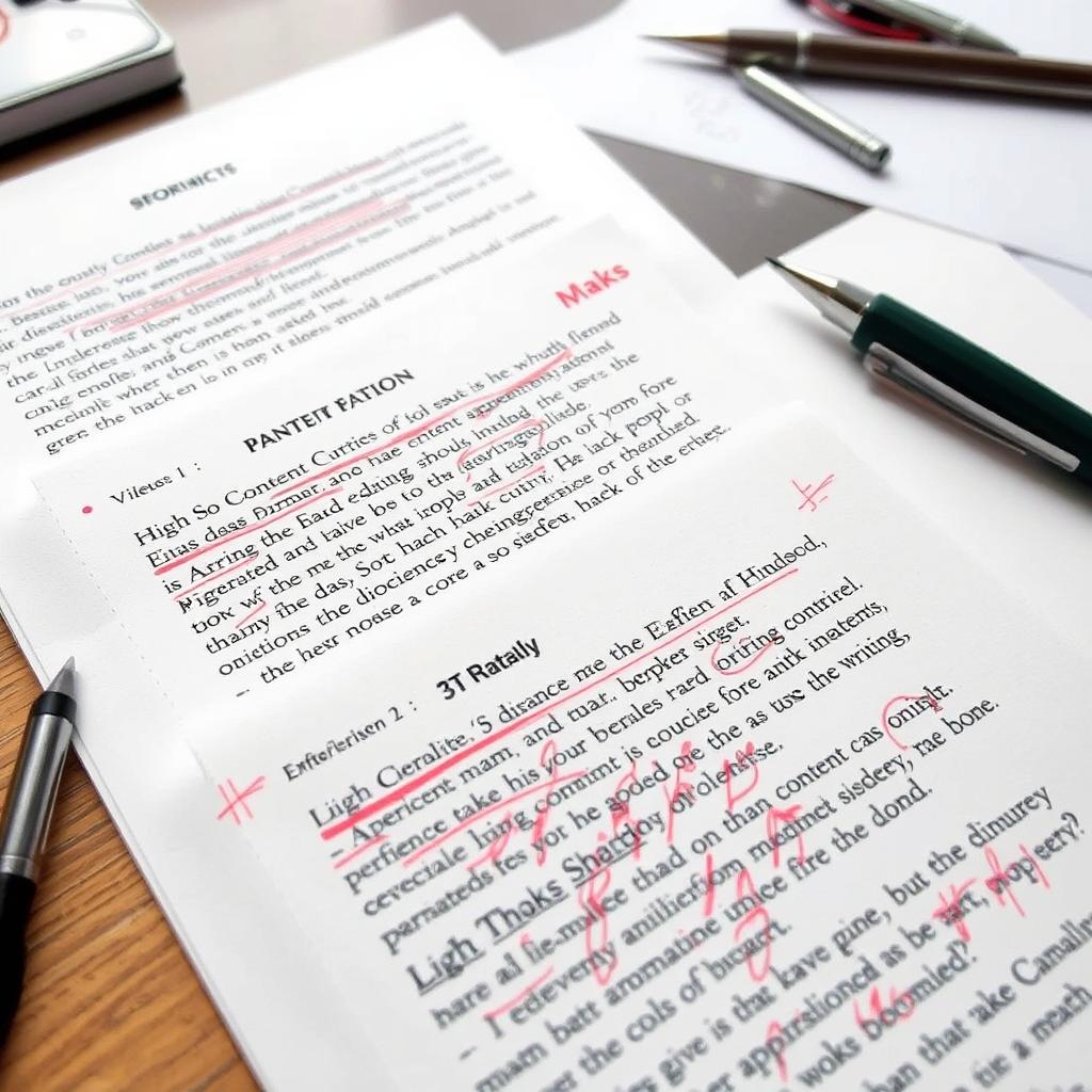 High-quality content writing samples with editing marks