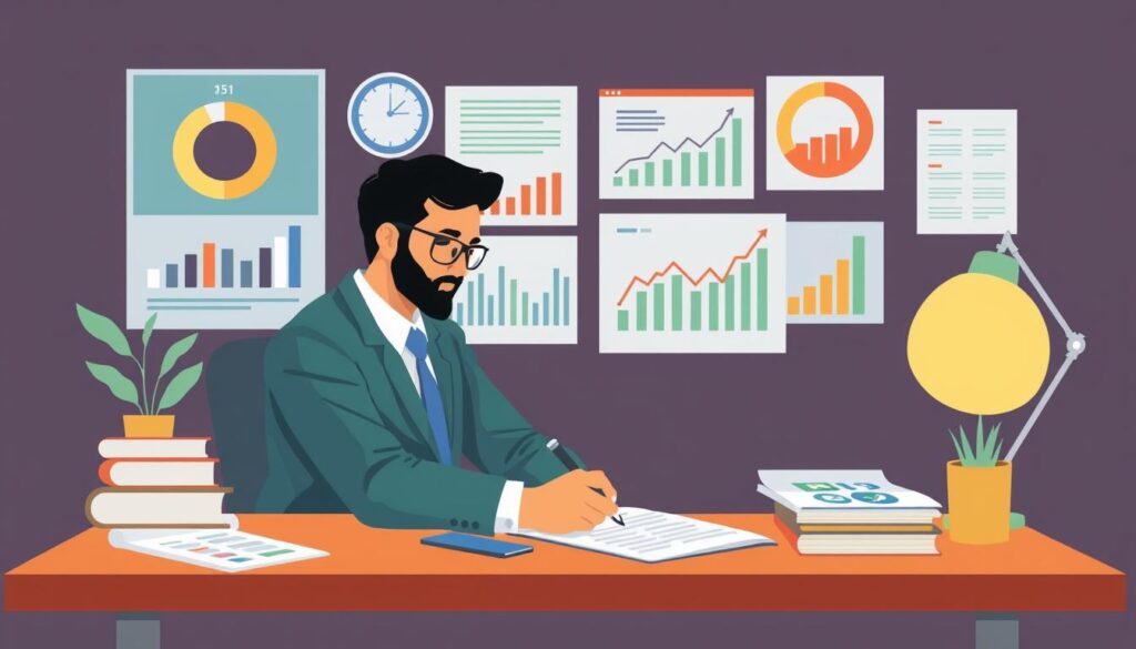 Image of a financial professional writing content