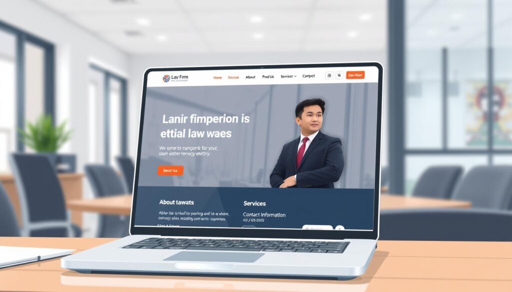 Image of a law firm's website on a laptop screen