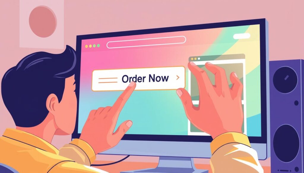 Image of a person clicking an "Order Now" button on a website