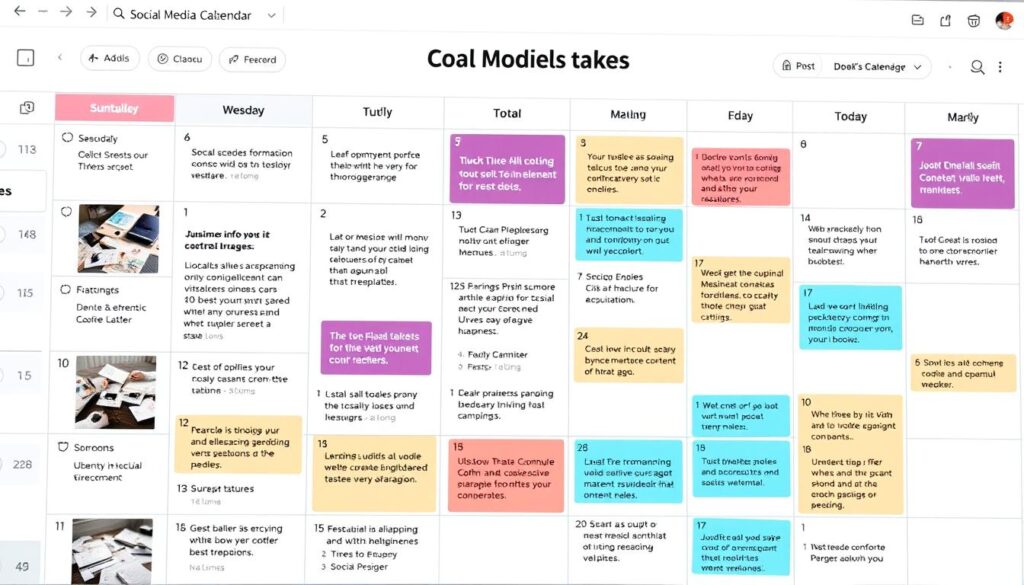 Image of a social media content calendar on a digital planner